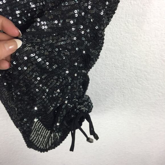 NWT Free People Gisele Sequin Mini Dress Black Silver Off Shoulder Cocktail - Picture 10 of 15